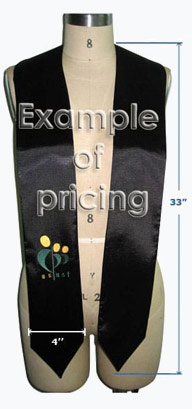 Example of standard custom graduation stoles