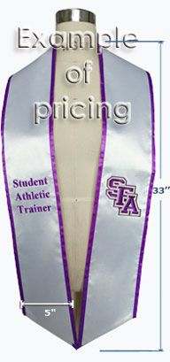 Price Examples of custom embroidered graduation stoles