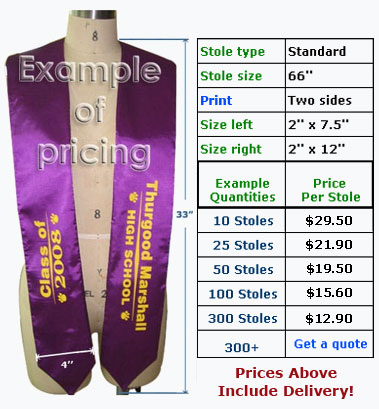 Example of printed standard graduation stoles