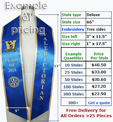 Custom made deluxe graduation stole